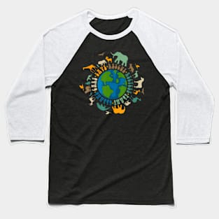 Retro Groovy Save Bees Rescue Animals Recycle Fun Earth Day Baseball T-Shirt